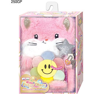 Fuzzy Diary With Lock & Keys, Groovy Flower