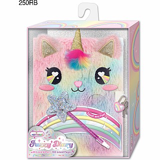 Fuzzy Diary With Lock & Keys, Rainbow