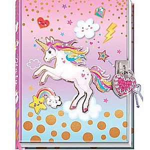 Diary With Lock In A Sealed PVC Package, Unicorn (new)