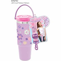 Stainless Steel Tumbler w/ Shoulder Strap, Flower Dream (27 FL. oz/800mL)