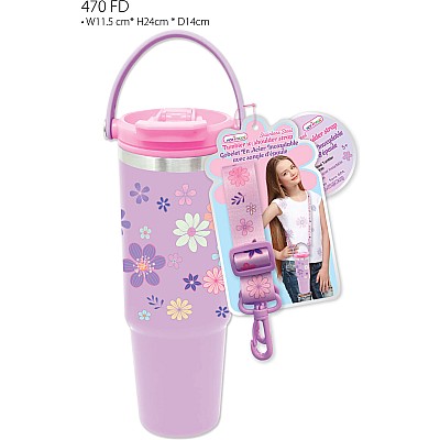 Stainless Steel Tumbler w/ Shoulder Strap, Flower Dream (27 FL. oz/800mL)