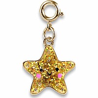 Gold Glitter Starfish Charm