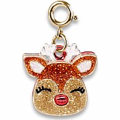 Gold Glitter Reindeer Charm