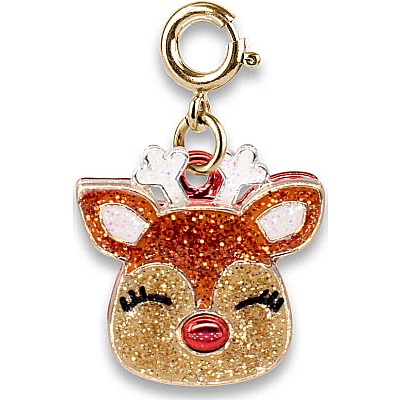 Gold Glitter Reindeer Charm