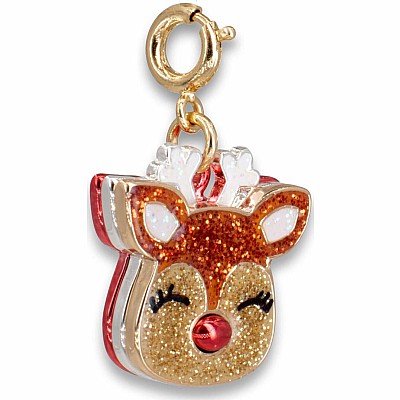 Gold Glitter Reindeer Charm