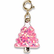 Gold Pink Christmas Tree Charm