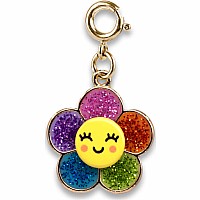 Gold Glitter Happy Flower Charm