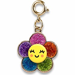 Gold Glitter Happy Flower Charm