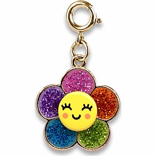 Gold Glitter Happy Flower Charm