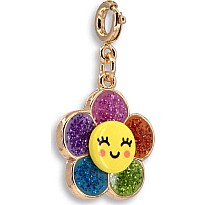 Gold Glitter Happy Flower Charm