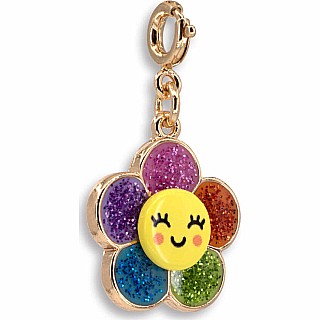 Gold Glitter Happy Flower Charm