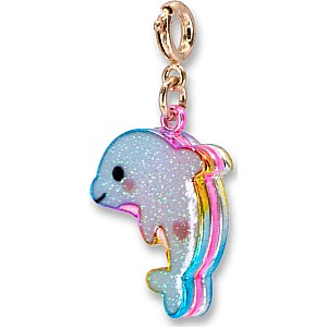 Gold Glitter Tie-Dye Dolphin Charm