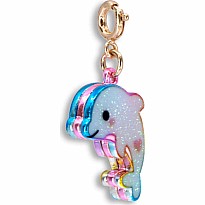 Gold Glitter Tie-Dye Dolphin Charm