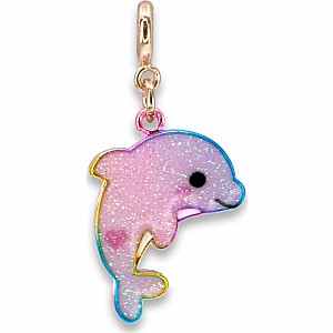 Gold Glitter Tie-Dye Dolphin Charm