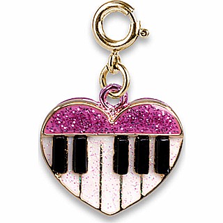 Gold Glitter Piano Heart Charm