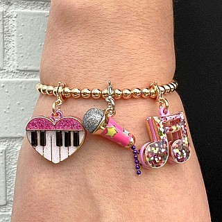 Gold Glitter Piano Heart Charm