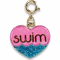 Gold Glitter Swim Heart Charm