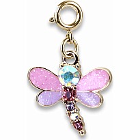 Gold Glitter Dragonfly Charm