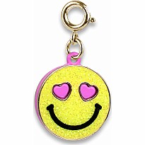 Gold Glitter Smiley Face Charm