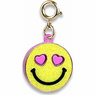 Gold Glitter Smiley Face Charm