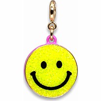 Gold Glitter Smiley Face Charm