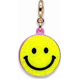 Gold Glitter Smiley Face Charm