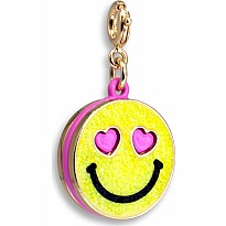 Gold Glitter Smiley Face Charm