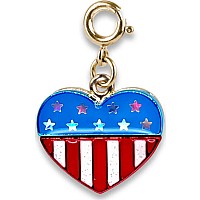 Gold Flag Heart Glitter Charm