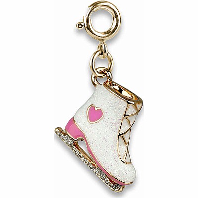 Gold Glitter Ice Skate Charm