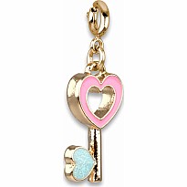 Gold Heart Key Charm