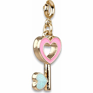 Gold Heart Key Charm