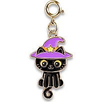 Gold Swivel Black Cat Charm