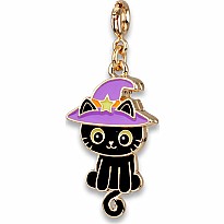 Gold Swivel Black Cat Charm