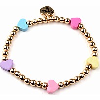 Gold Multi Heart Stretch Bead Bracelet