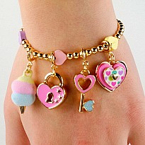 Gold Multi Heart Stretch Bead Bracelet