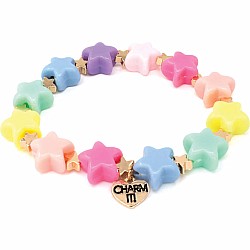 Charm It! Gold Pastel Star Stretch Bead Bracelet