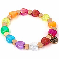 Gold Rainbow Heart Bead Stretch Bracelet