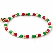 Gold Christmas Stretch Bead Bracelet