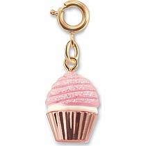 Gold Pink Glitter Cupcake Charm