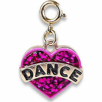 Gold Glitter Dance Heart Charm