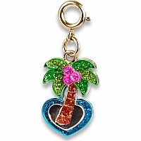 Gold Glitter Palm Tree Charm