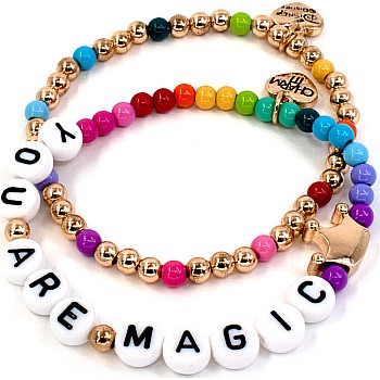 Gold Disney Princess Stretch Bead Bracelet Set