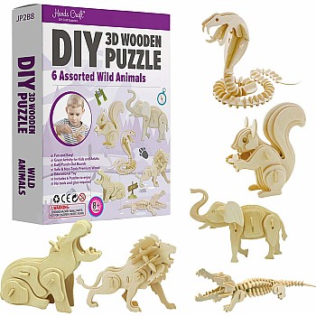 3D Classic Wooden Puzzle Bundle - Wild Animals