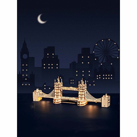3D Modern Wooden Puzzle - Tower Bridge with LED Lights