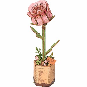 Modern Wooden Puzzle: Pink Rose