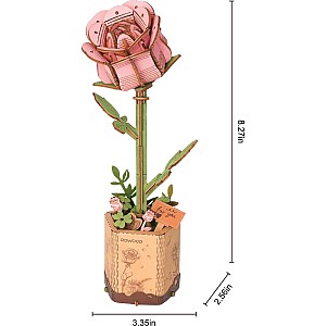 Modern Wooden Puzzle: Pink Rose
