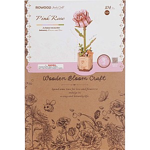 Modern Wooden Puzzle: Pink Rose