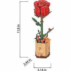 Modern Wooden Puzzle: Red Rose