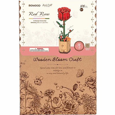 Modern Wooden Puzzle: Red Rose