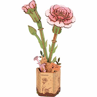 Modern Wooden Puzzle: Pink Carnation